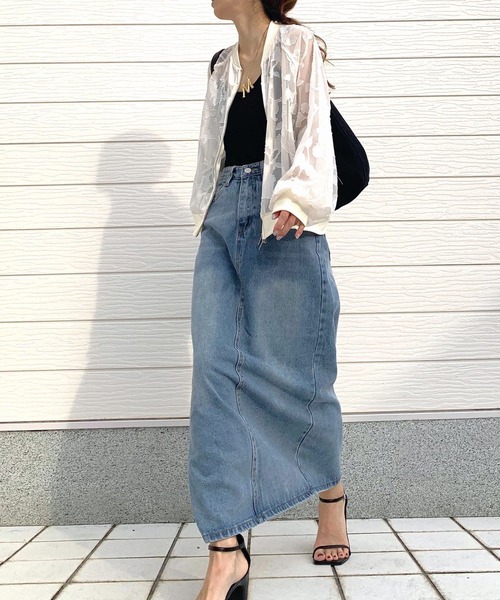 Q（キュー）の「ジャガードシアーブルゾン（ブルゾン・レディース・ブラック/アイボリー・MEDIUM）」の13枚目の写真