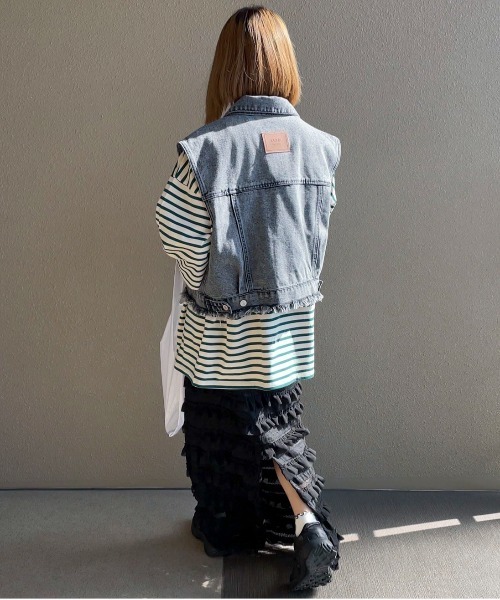 feepur by saya（フェピュールバイサヤ）の「フリンジデニムベスト（ベスト・レディース・ブラック/グレー/カーキ/ブルー/ネイビー・MEDIUM）」の21枚目の写真