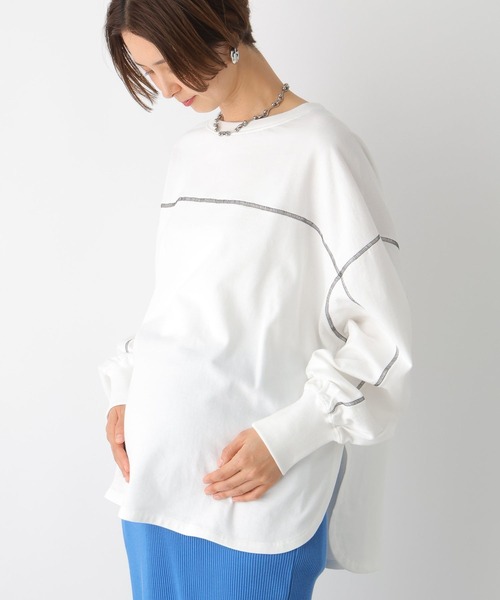 LEPSIM(レプシィム)の「【産前・産後対応】マタニティ/配色裏毛プルオーバー 105200(マタニティウェア/グッズ・レディース・ブラック/グレー/オフホワイト・FREE)」の2枚目の写真