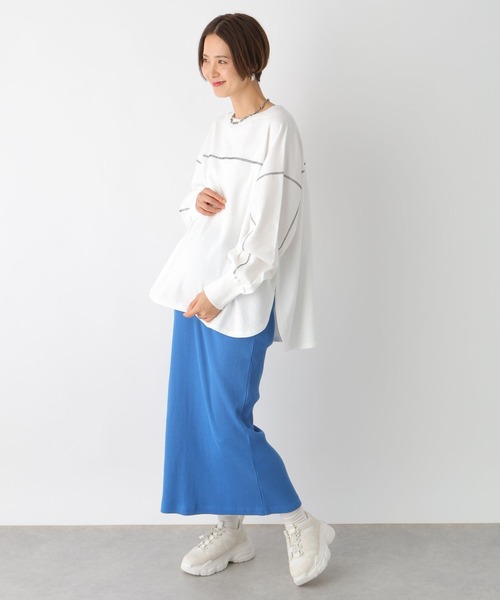 LEPSIM(レプシィム)の「【産前・産後対応】マタニティ/配色裏毛プルオーバー 105200(マタニティウェア/グッズ・レディース・ブラック/グレー/オフホワイト・FREE)」の4枚目の写真