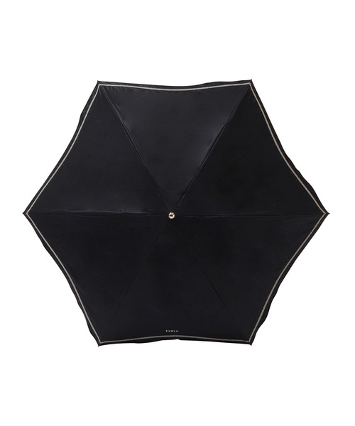 ★新品★フルラ　晴雨兼用　折りたたみ　日傘　１級遮光　遮熱　黒　ロゴ　軽量 遮光 遮熱 晴雨兼用 折りたたみ日傘 軽量 ”ジッパー刺繍”（折りたたみ