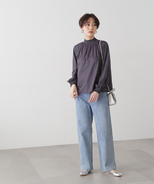 N.（N. Natural Beauty Basic）（エヌエヌナチュラルビューティーベーシック）の「◆箔ドットシャーリングブラウス（シャツ/ブラウス・レディース・ブラック系その他/ホワイト系その他・MEDIUM）」の13枚目の写真