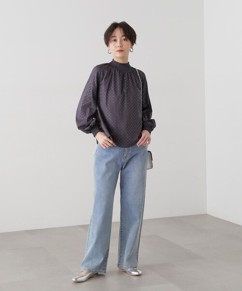 N.（N. Natural Beauty Basic）（エヌエヌナチュラルビューティーベーシック）の「◆箔ドットシャーリングブラウス（シャツ/ブラウス・レディース・ブラック系その他/ホワイト系その他・MEDIUM）」の15枚目の写真