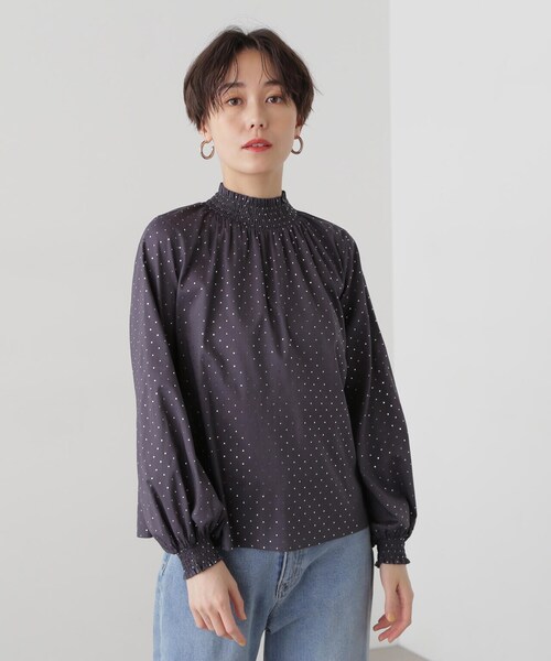 N.（N. Natural Beauty Basic）（エヌエヌナチュラルビューティーベーシック）の「◆箔ドットシャーリングブラウス（シャツ/ブラウス・レディース・ブラック系その他/ホワイト系その他・MEDIUM）」の18枚目の写真
