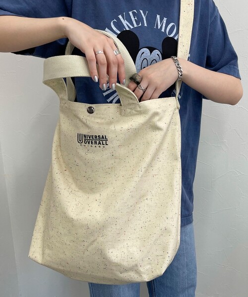 UNIVERSAL OVERALL（ユニバーサルオーバーオール）の「【UNIVERSAL OVERALL/ユニバーサルオーバーオール】NEP 2WAY TOTE SHOULDER（ショルダーバッグ・レディース・オフホワイト/ブラック・FREE）」の3枚目の写真