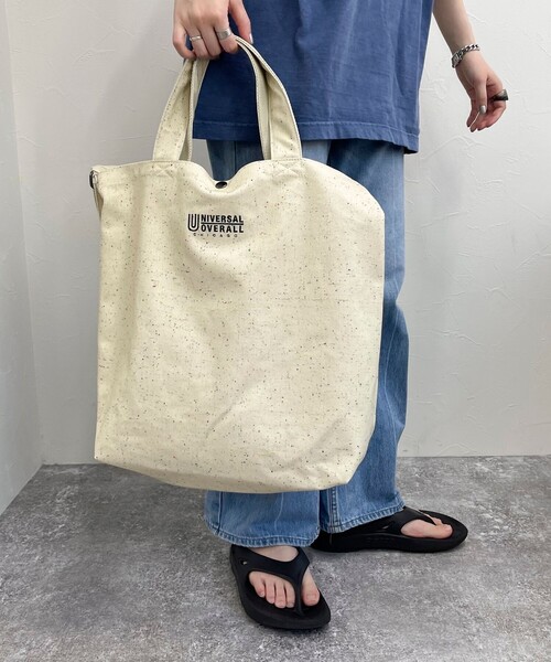UNIVERSAL OVERALL（ユニバーサルオーバーオール）の「【UNIVERSAL OVERALL/ユニバーサルオーバーオール】NEP 2WAY TOTE SHOULDER（ショルダーバッグ・レディース・オフホワイト/ブラック・FREE）」の5枚目の写真