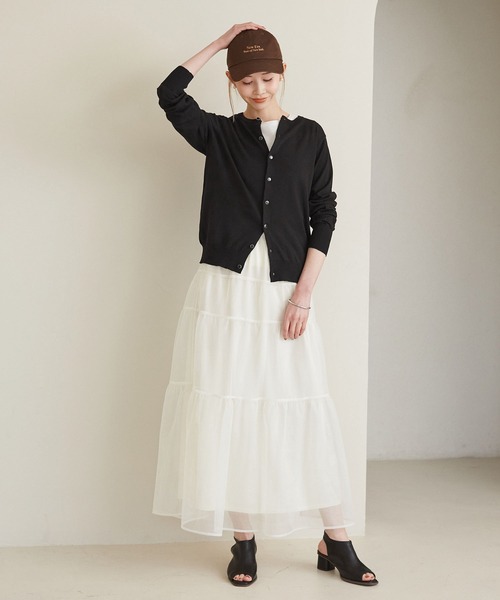 ROPE' PICNIC（ロペピクニック）の「クルーネックニットカーディガン/UVカット・吸水速乾・マシンウォッシャブル（カーディガン/ボレロ・レディース・ベージュ/オフホワイト/レッド/ブラック/ホワイト系その他5・40/38）」の7枚目の写真