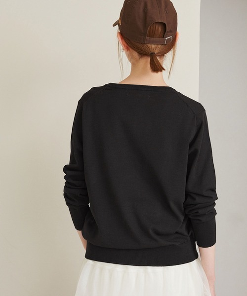 ROPE' PICNIC（ロペピクニック）の「クルーネックニットカーディガン/UVカット・吸水速乾・マシンウォッシャブル（カーディガン/ボレロ・レディース・ベージュ/オフホワイト/レッド/ブラック/ホワイト系その他5・40/38）」の9枚目の写真