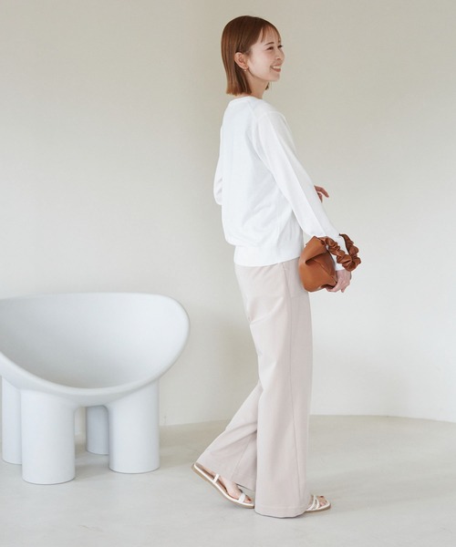 ROPE' PICNIC（ロペピクニック）の「クルーネックニットカーディガン/UVカット・吸水速乾・マシンウォッシャブル（カーディガン/ボレロ・レディース・ベージュ/オフホワイト/レッド/ブラック/ホワイト系その他5・40/38）」の12枚目の写真