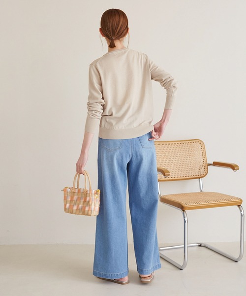 ROPE' PICNIC（ロペピクニック）の「クルーネックニットカーディガン/UVカット・吸水速乾・マシンウォッシャブル（カーディガン/ボレロ・レディース・ベージュ/オフホワイト/レッド/ブラック/ホワイト系その他5・40/38）」の22枚目の写真