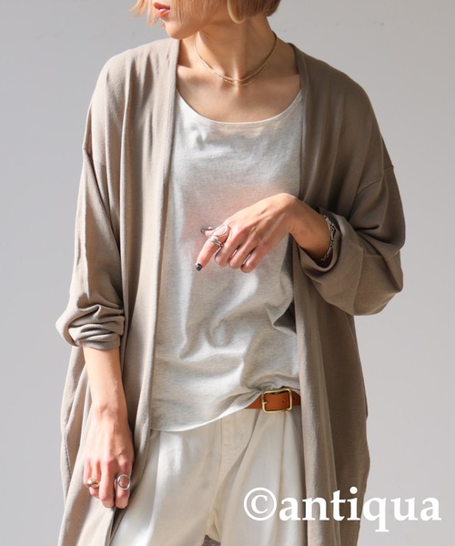 antiqua(アンティカ)の「UVカット 接触冷感トッパーカーディガン(カーディガン/ボレロ・レディース・ブラック/グレイッシュベージュ・ONESIZE)」の11枚目の写真