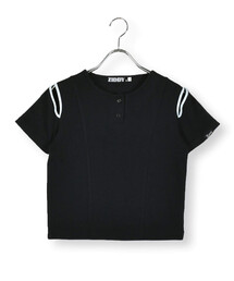 ZIDDY（ジディ）の「肩スリット短丈ヘンリーネックTシャツ(130~160cm)（Tシャツ/カットソー・キッズ）」