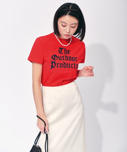 OUTDOOR PRODUCTS Usual Things(アウトドアプロダクツユージュアルシングス)の「フロッキーロゴTEE(Tシャツ/カットソー・レディース・ホワイト/レッド/ネイビー・FREE)」の6枚目の写真