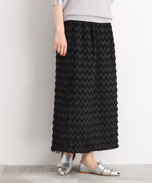 THE SHOP TK （ザ ショップ ティーケー ）の「◆フリンジフレアスカート（スカート・レディース・ブラック/アイボリー・13/12）」の2枚目の写真