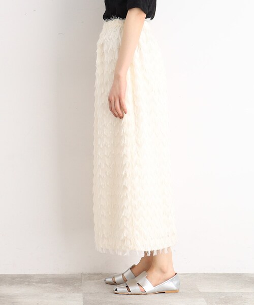 THE SHOP TK （ザ ショップ ティーケー ）の「◆フリンジフレアスカート（スカート・レディース・ブラック/アイボリー・13/12）」の4枚目の写真