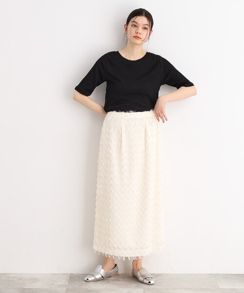 THE SHOP TK （ザ ショップ ティーケー ）の「◆フリンジフレアスカート（スカート・レディース・ブラック/アイボリー・13/12）」の14枚目の写真