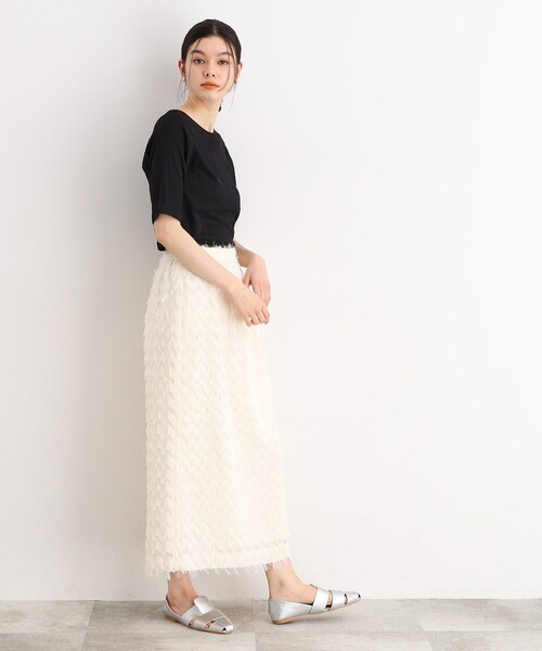 THE SHOP TK （ザ ショップ ティーケー ）の「◆フリンジフレアスカート（スカート・レディース・ブラック/アイボリー・13/12）」の16枚目の写真