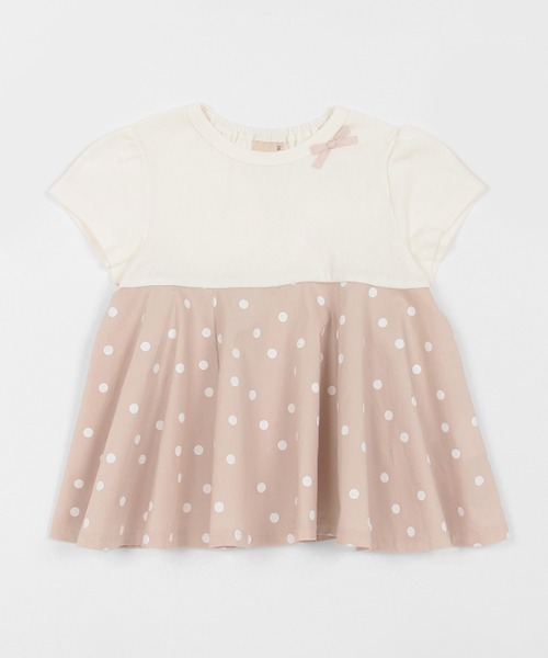 petit main（プティマイン）の「【リンク】ペプラムカットチュニック(キッズ)（チュニック・キッズ・ライトピンク/ライトベージュ/チャコール・80ｃｍ/90cm/100cm/110cm/120cm/130cm）」の3枚目の写真