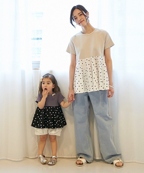 petit main（プティマイン）の「【リンク】ペプラムカットチュニック(キッズ)（チュニック・キッズ・ライトピンク/ライトベージュ/チャコール・80ｃｍ/90cm/100cm/110cm/120cm/130cm）」の6枚目の写真