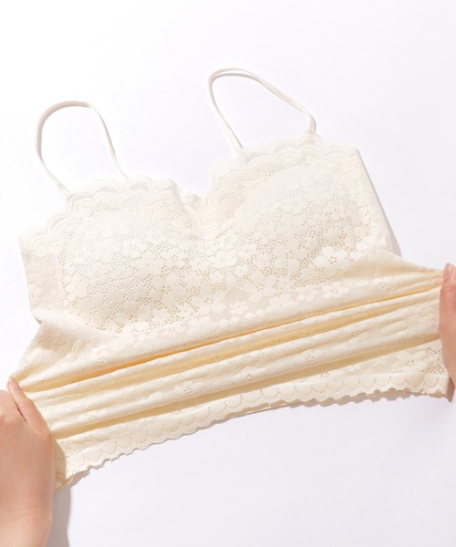 Lace Ladies(レースレディース)の「フラワー レース スカラップ カップ付き クロップド キャミソール(キャミソール・レディース・ブラック/アイボリー/ブラウン/ベージュ・FREE)」の16枚目の写真