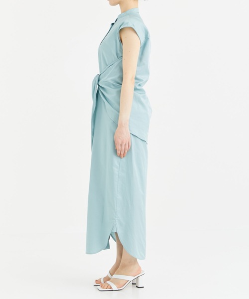 【近年モデル】サトルササキ ワンピース ドレス バックリボン コットン 青 SATORU SASAKI/サトルササキ】WRAP DRESS SHIRT SILK/シルク