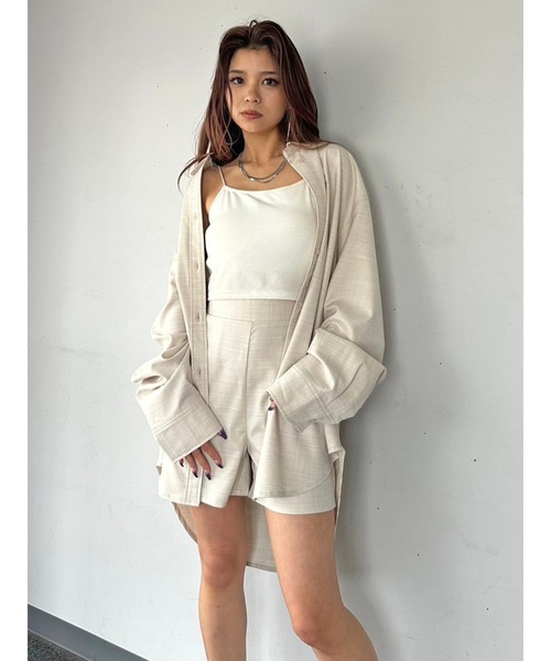 EGOIST（エゴイスト）の「リネンライクシャツセットアップ（セットアップ・レディース・ベージュ/ピンク/グレー・FREE）」の3枚目の写真