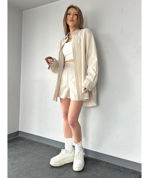 EGOIST（エゴイスト）の「リネンライクシャツセットアップ（セットアップ・レディース・ベージュ/ピンク/グレー・FREE）」の19枚目の写真