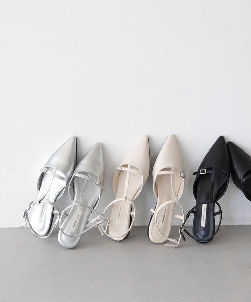 【セール】【nomnom】ラインストラップフラットパンプス（パンプス）｜nomnom（ノムノム） 5,720円