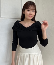 トップス Her lip to Ruche Off Shoulder Knit Top Off Shoulder Knit Top IN327 - Acubi style | LEWKIN