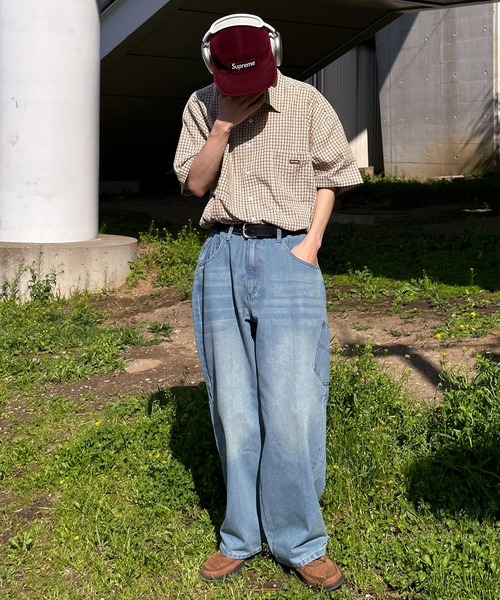 Perushu(ペルーシュ)の「7ポケットデザインワイドデニム(デニムパンツ・メンズ・ブラック/オフホワイト/ライトインディゴブルー/ブラック系・SMALL/MEDIUM/LARGE)」の12枚目の写真