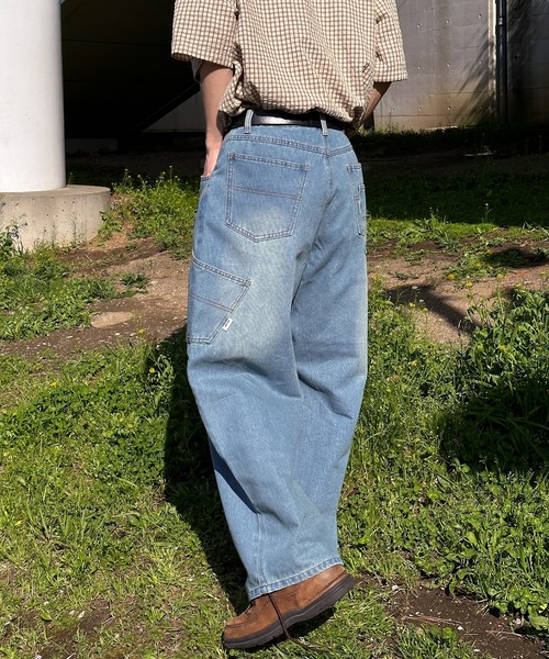 Perushu(ペルーシュ)の「7ポケットデザインワイドデニム(デニムパンツ・メンズ・ブラック/オフホワイト/ライトインディゴブルー/ブラック系・SMALL/MEDIUM/LARGE)」の8枚目の写真