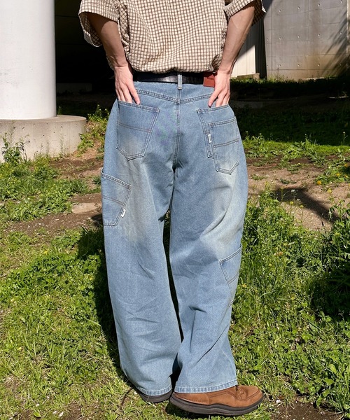 Perushu(ペルーシュ)の「7ポケットデザインワイドデニム(デニムパンツ・メンズ・ブラック/オフホワイト/ライトインディゴブルー/ブラック系・SMALL/MEDIUM/LARGE)」の9枚目の写真