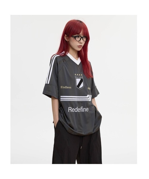 mushwear（マッシュウェア）の「Three-bar Striped Sports Style T-shirt（Tシャツ/カットソー・メンズ・ブラック/グレー・MEDIUM/X-LARGE）」の5枚目の写真