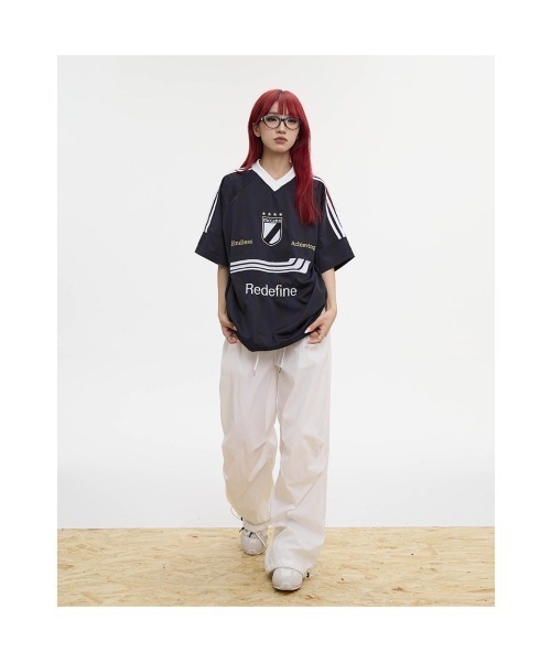 mushwear（マッシュウェア）の「Three-bar Striped Sports Style T-shirt（Tシャツ/カットソー・メンズ・ブラック/グレー・MEDIUM/X-LARGE）」の6枚目の写真
