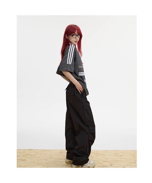 mushwear（マッシュウェア）の「Three-bar Striped Sports Style T-shirt（Tシャツ/カットソー・メンズ・ブラック/グレー・MEDIUM/X-LARGE）」の7枚目の写真