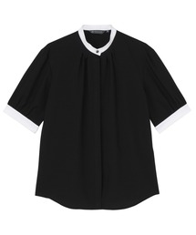 TOKYO SHIRTS | COFREX 配色衿ギャザー 五分袖レディースシャツ(シャツ/ブラウス)