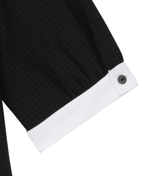 TOKYO SHIRTS（トウキョウシャツ）の「COFREX 配色衿ギャザー 五分袖レディースシャツ（シャツ/ブラウス・レディース・ブラック・L/S/LL/M）」の4枚目の写真