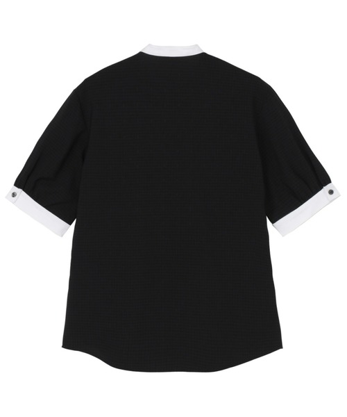 TOKYO SHIRTS（トウキョウシャツ）の「COFREX 配色衿ギャザー 五分袖レディースシャツ（シャツ/ブラウス・レディース・ブラック・L/S/LL/M）」の2枚目の写真