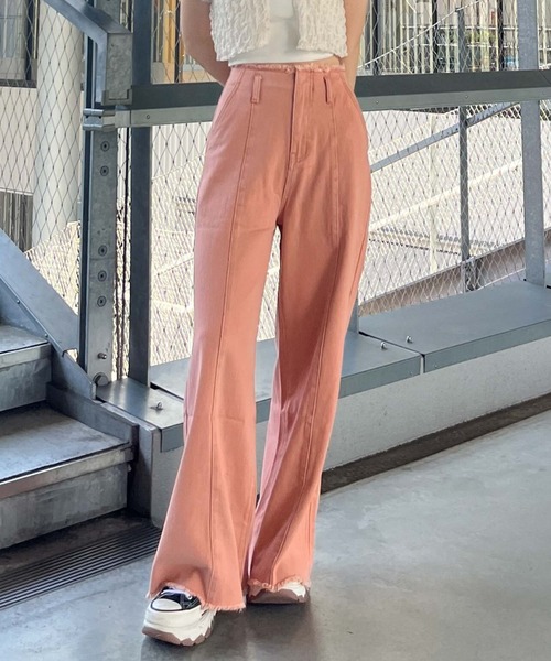 archives(アルシーヴ)の「ベルト付ワイドカラーデニム(デニムパンツ・レディース・イエロー/グリーン/グレー/オレンジ・MEDIUM)」の4枚目の写真