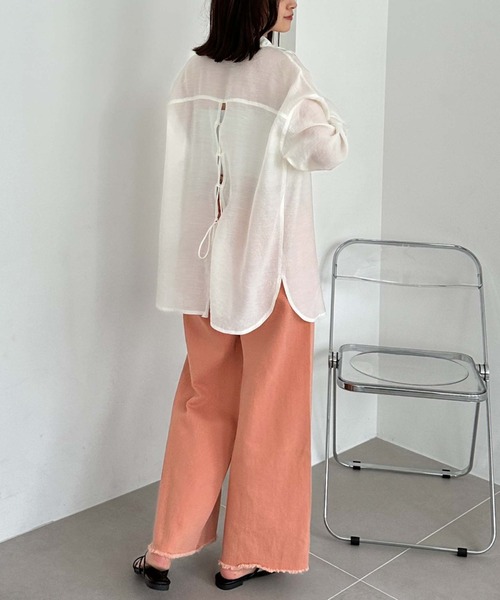 archives(アルシーヴ)の「ベルト付ワイドカラーデニム(デニムパンツ・レディース・イエロー/グリーン/グレー/オレンジ・MEDIUM)」の11枚目の写真