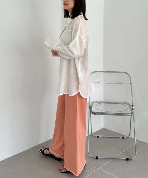 archives(アルシーヴ)の「ベルト付ワイドカラーデニム(デニムパンツ・レディース・イエロー/グリーン/グレー/オレンジ・MEDIUM)」の10枚目の写真