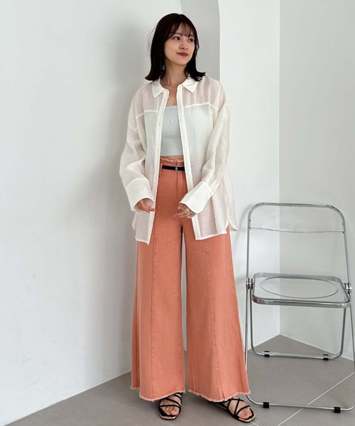 archives(アルシーヴ)の「ベルト付ワイドカラーデニム(デニムパンツ・レディース・イエロー/グリーン/グレー/オレンジ・MEDIUM)」の9枚目の写真