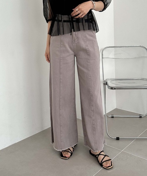 archives(アルシーヴ)の「ベルト付ワイドカラーデニム(デニムパンツ・レディース・イエロー/グリーン/グレー/オレンジ・MEDIUM)」の20枚目の写真