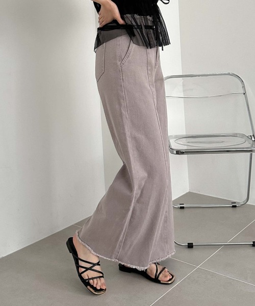 archives(アルシーヴ)の「ベルト付ワイドカラーデニム(デニムパンツ・レディース・イエロー/グリーン/グレー/オレンジ・MEDIUM)」の21枚目の写真