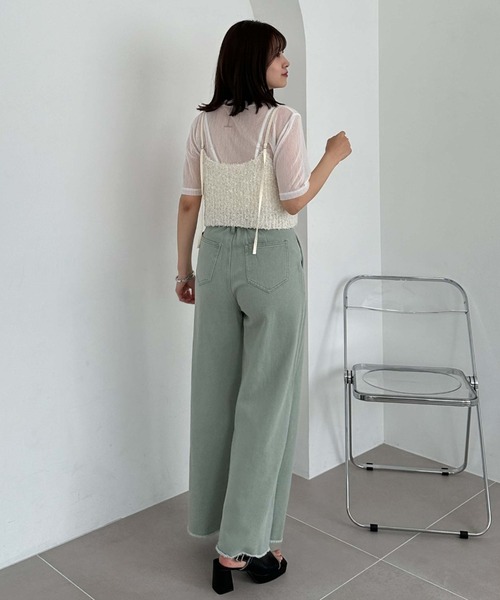 archives(アルシーヴ)の「ベルト付ワイドカラーデニム(デニムパンツ・レディース・イエロー/グリーン/グレー/オレンジ・MEDIUM)」の19枚目の写真