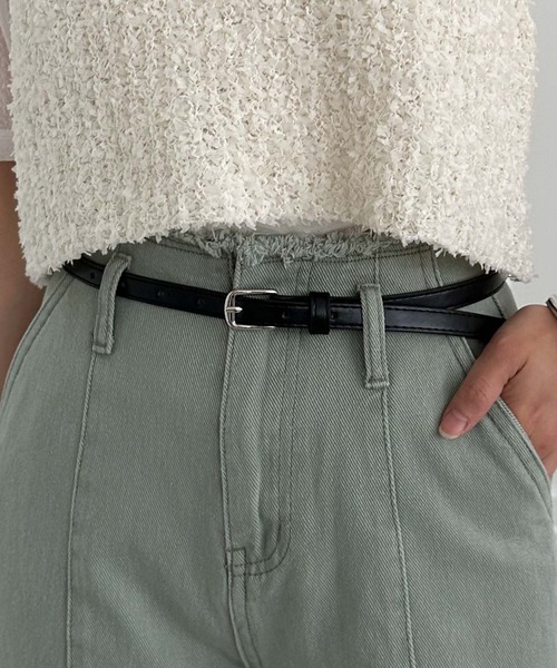 archives(アルシーヴ)の「ベルト付ワイドカラーデニム(デニムパンツ・レディース・イエロー/グリーン/グレー/オレンジ・MEDIUM)」の15枚目の写真