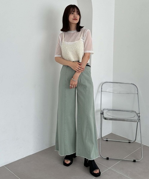 archives(アルシーヴ)の「ベルト付ワイドカラーデニム(デニムパンツ・レディース・イエロー/グリーン/グレー/オレンジ・MEDIUM)」の18枚目の写真