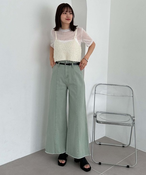 archives(アルシーヴ)の「ベルト付ワイドカラーデニム(デニムパンツ・レディース・イエロー/グリーン/グレー/オレンジ・MEDIUM)」の16枚目の写真