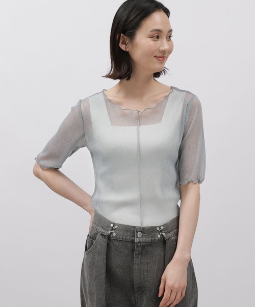 LAKOLE（ラコレ）の「ラメシアーメロー半袖 / 119363（Tシャツ/カットソー・レディース・ブラック/ブルー/グレー/アイボリー・MEDIUM/SMALL）」の4枚目の写真