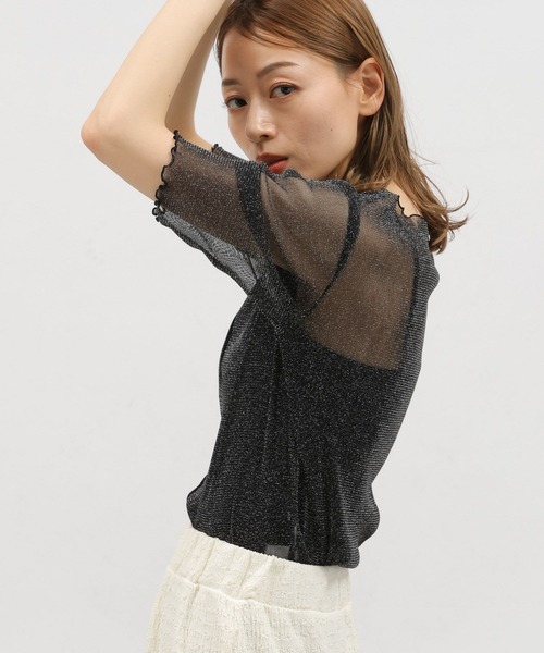 LAKOLE（ラコレ）の「ラメシアーメロー半袖 / 119363（Tシャツ/カットソー・レディース・ブラック/ブルー/グレー/アイボリー・MEDIUM/SMALL）」の8枚目の写真